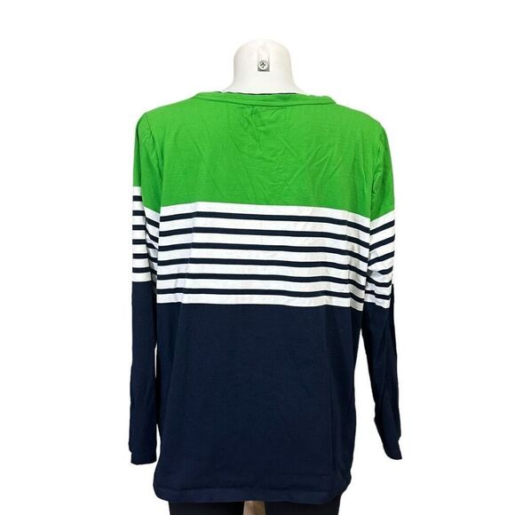 Ralph Lauren Long Sleeve Striped Nautical Blue Green RL Logo size 2XL Cotton - Picture 4 of 9
